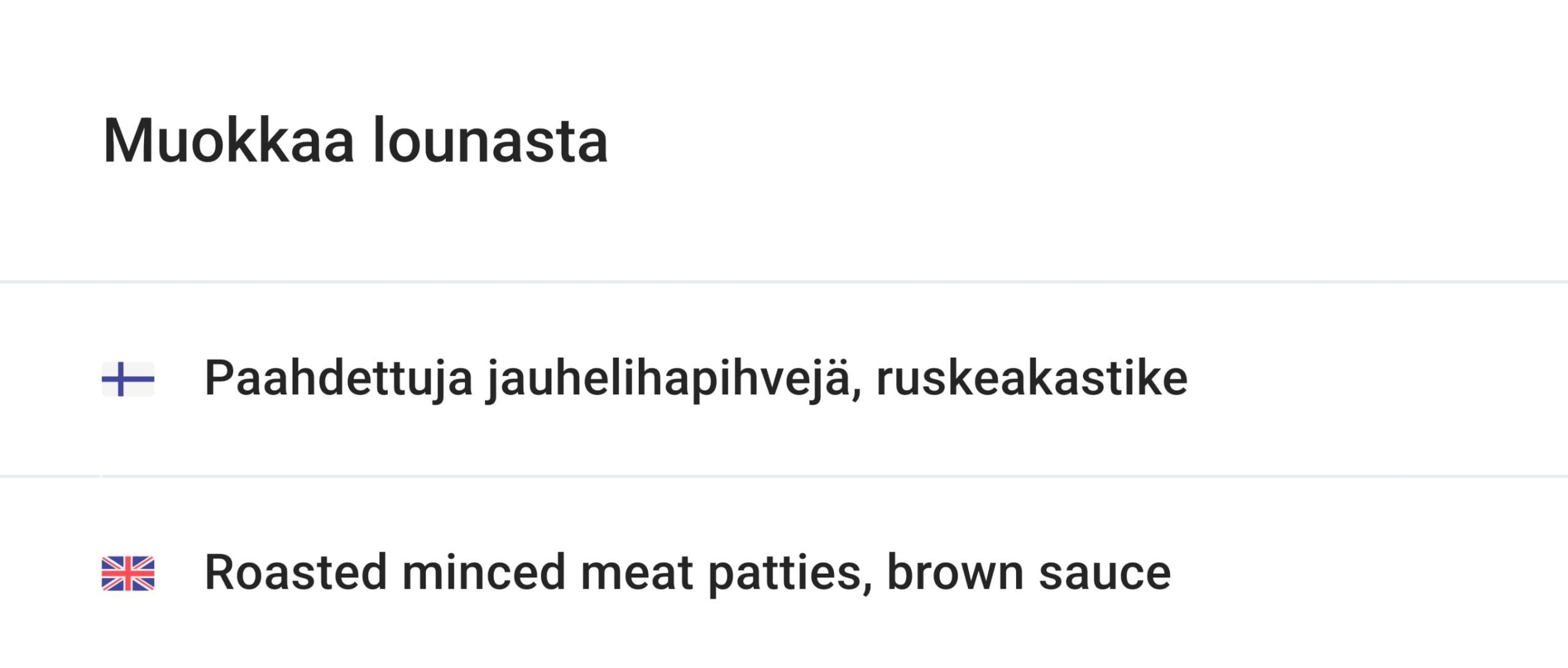 Lounaiden käännökset pysyvät aina tallessa
