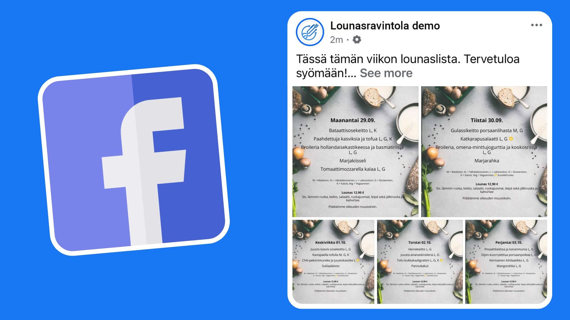 Lounastajalla voit julkaista lounaslistan suoraan Facebookkiin