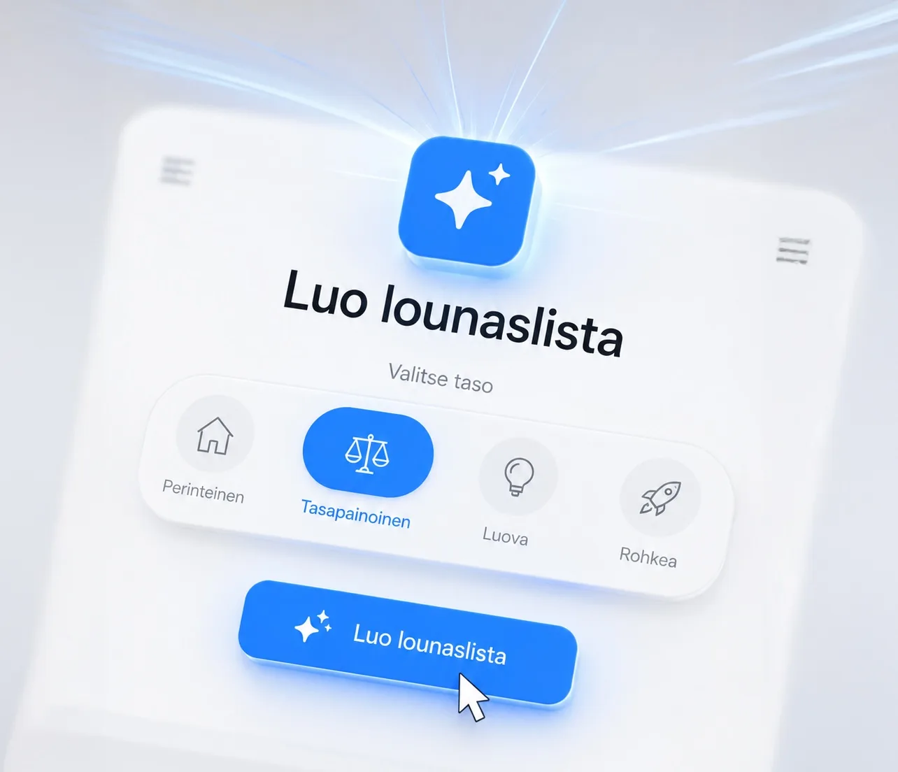 Avustaja voi ehdottaa sinulle kokonaan uutta lounaslistaa