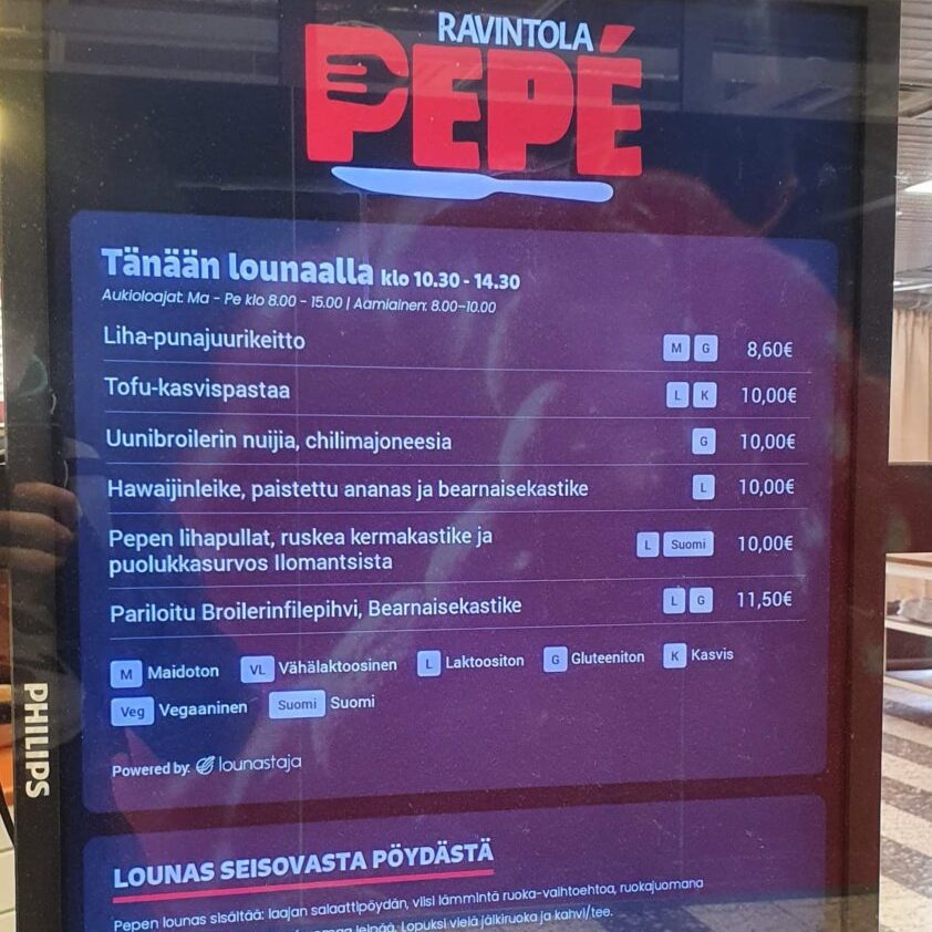 Lounaslistan päivitys automaattisesti infonäyttöön Lounastajan avulla